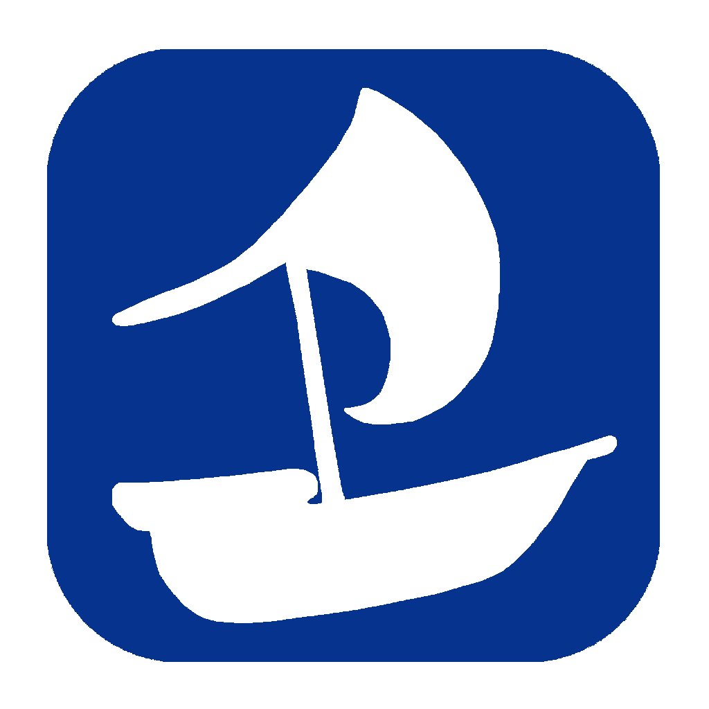 Icon-weisses-Schiff-auf-blauem-Grund